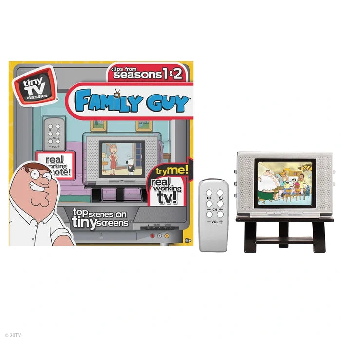 Basic Fun - Tiny TV Classics w/Working Remote Control - Family Guy: Clips from Seasons 1 & 2 (06917) LOW STOCK