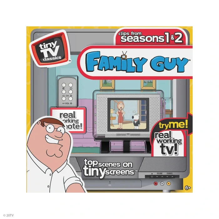Basic Fun - Tiny TV Classics w/Working Remote Control - Family Guy: Clips from Seasons 1 & 2 (06917) LOW STOCK