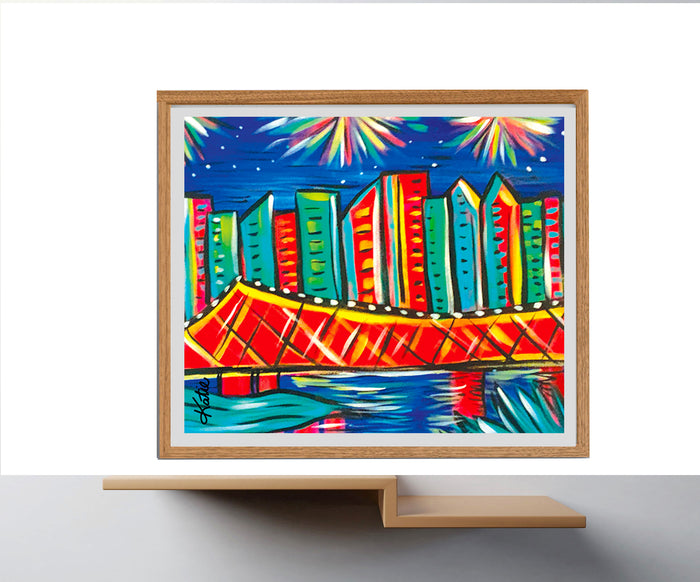 'Brisbane Fireworks' Paper Print