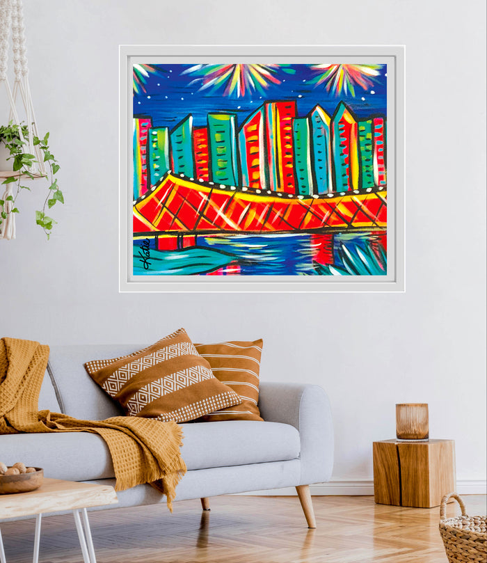 'Brisbane Fireworks' Paper Print