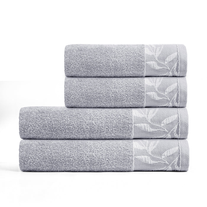 Combed Cotton Jacquard Towels Pack Of 2 & 4 - Grey