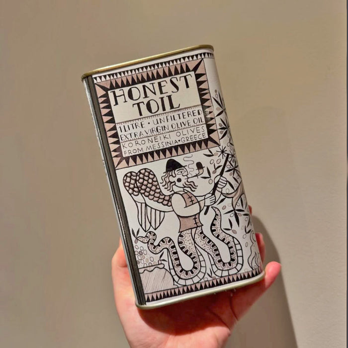 Honest Toil Cold Pressed Extra Virgin Olive Oil - 1L Illustrated Can (Fresh Nov 2025 Harvest)