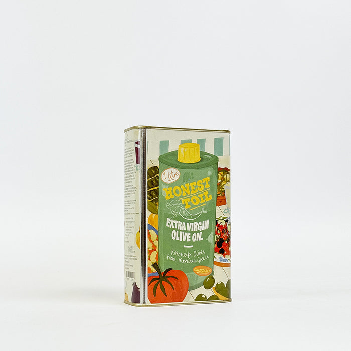 Honest Toil Cold Pressed Extra Virgin Olive Oil - 1L Illustrated Can (Fresh Nov 2025 Harvest)