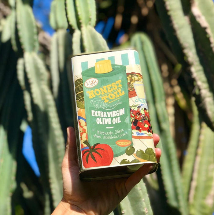 Honest Toil Cold Pressed Extra Virgin Olive Oil - 1L Illustrated Can (Fresh Nov 2025 Harvest)